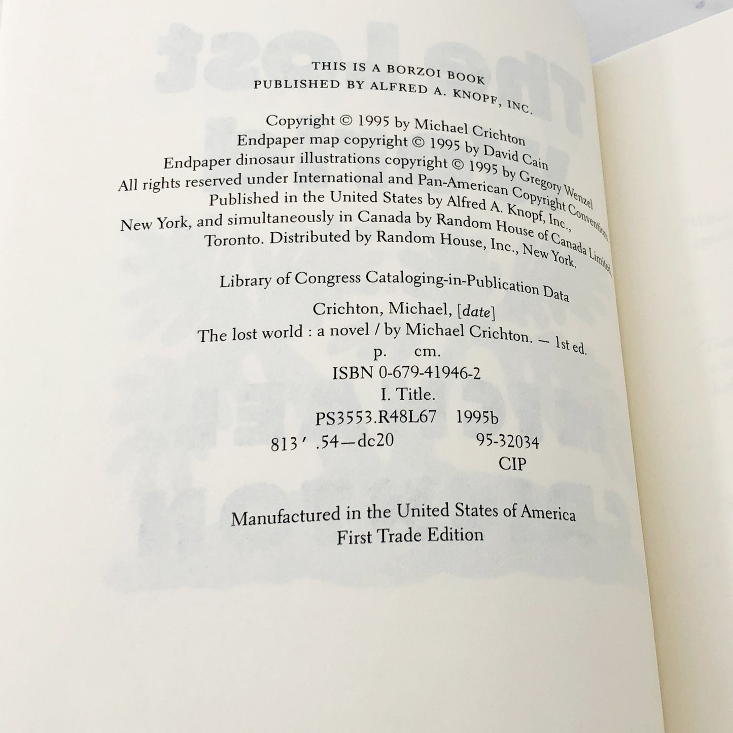 The Lost World by Michael Crichton [FIRST EDITION • FIRST PRINTING] 1995 • Knopf