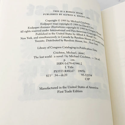The Lost World by Michael Crichton [FIRST EDITION • FIRST PRINTING] 1995 • Knopf