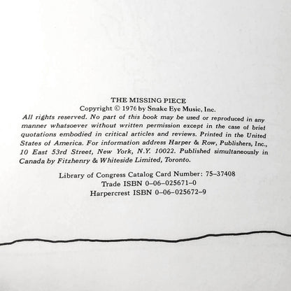 The Missing Piece by Shel Silverstein [FIRST EDITION] 1976 • Harper & Row