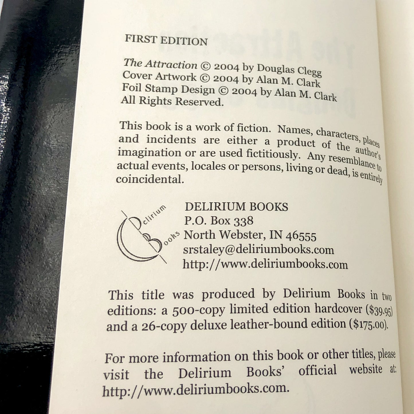 The Attraction by Douglas Clegg SIGNED! [LIMITED EDITION HARDCOVER] • 1/500 • 2004 • Delirium Books
