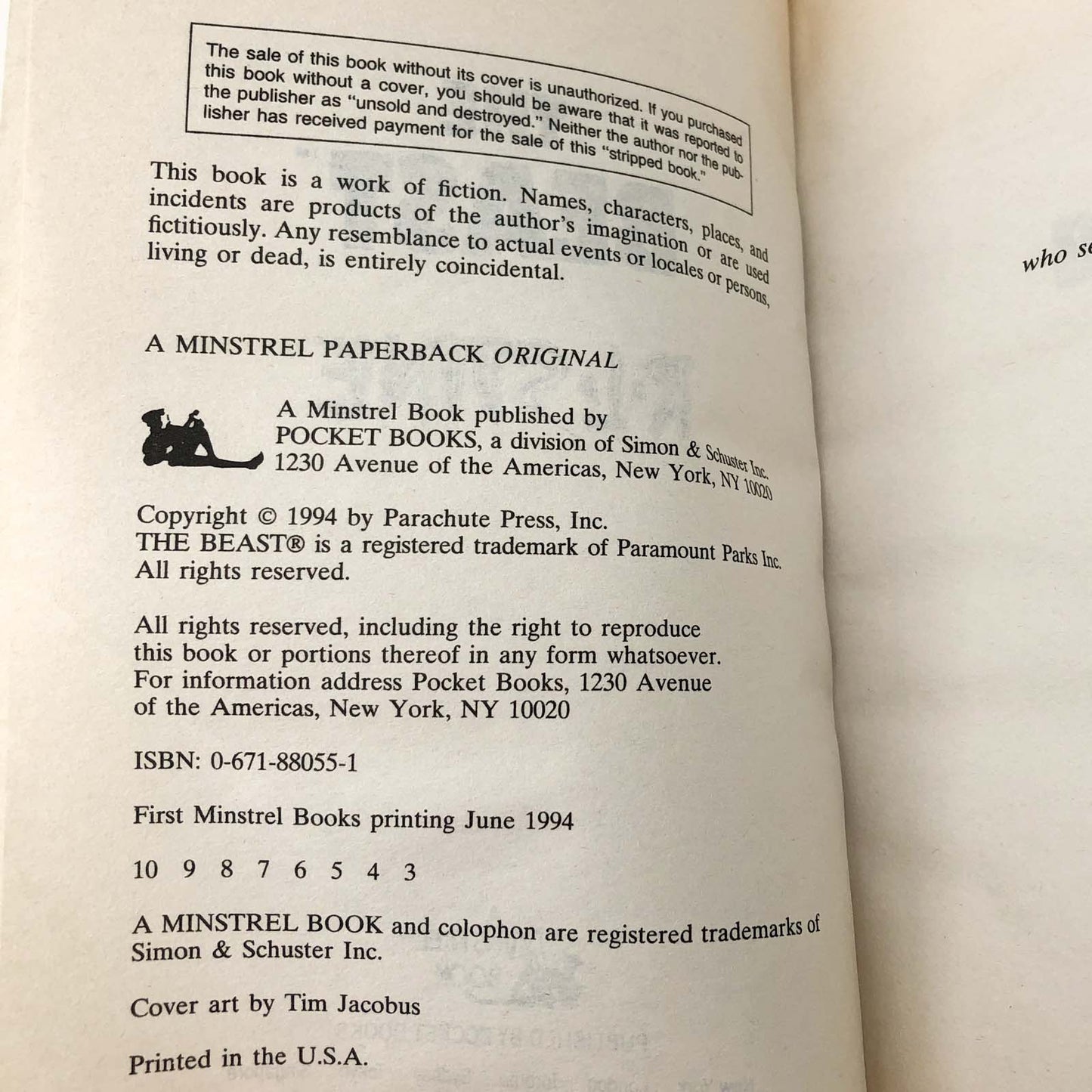 The Beast by R.L. Stine [FIRST EDITION PAPERBACK] 1994 • Minstrel