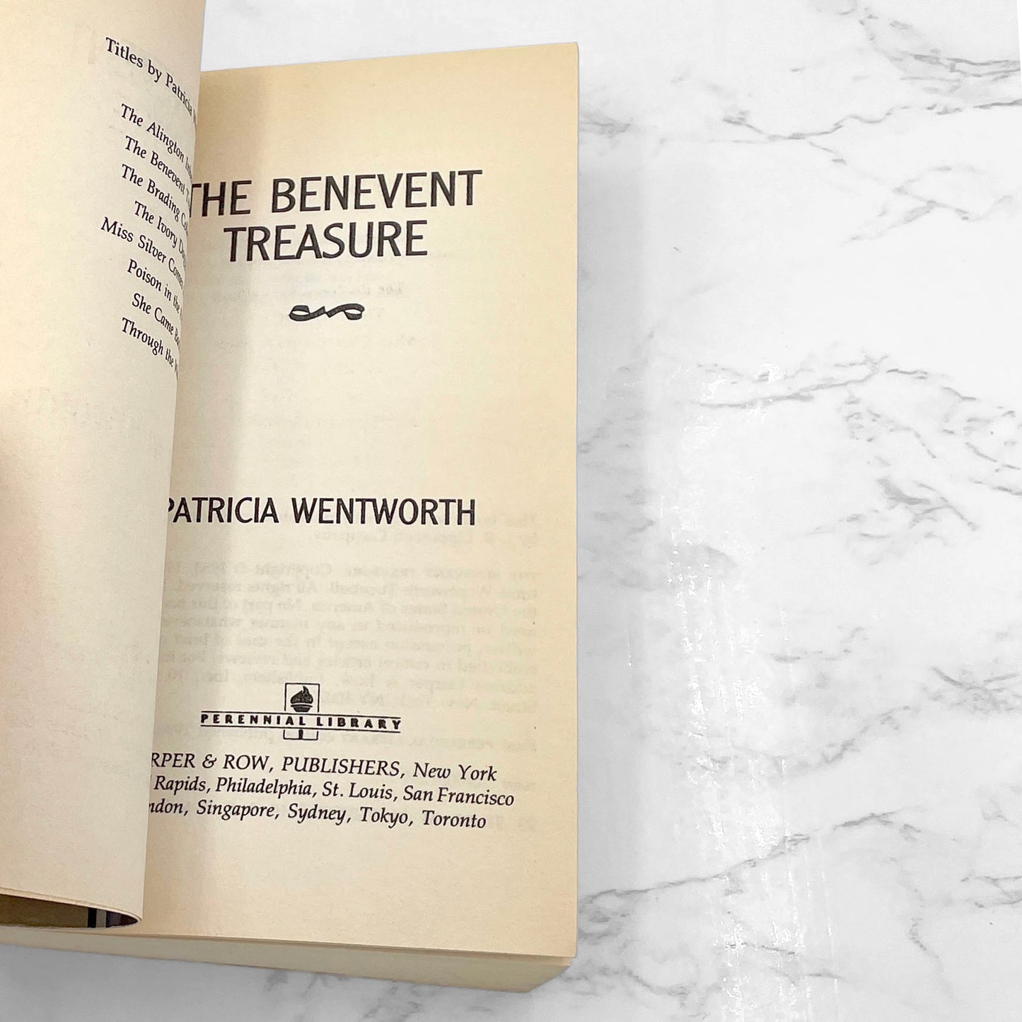 The Benevent Treasure by Patricia Wentworth [1990 PAPERBACK] • Perennial Library • Miss Silver #26