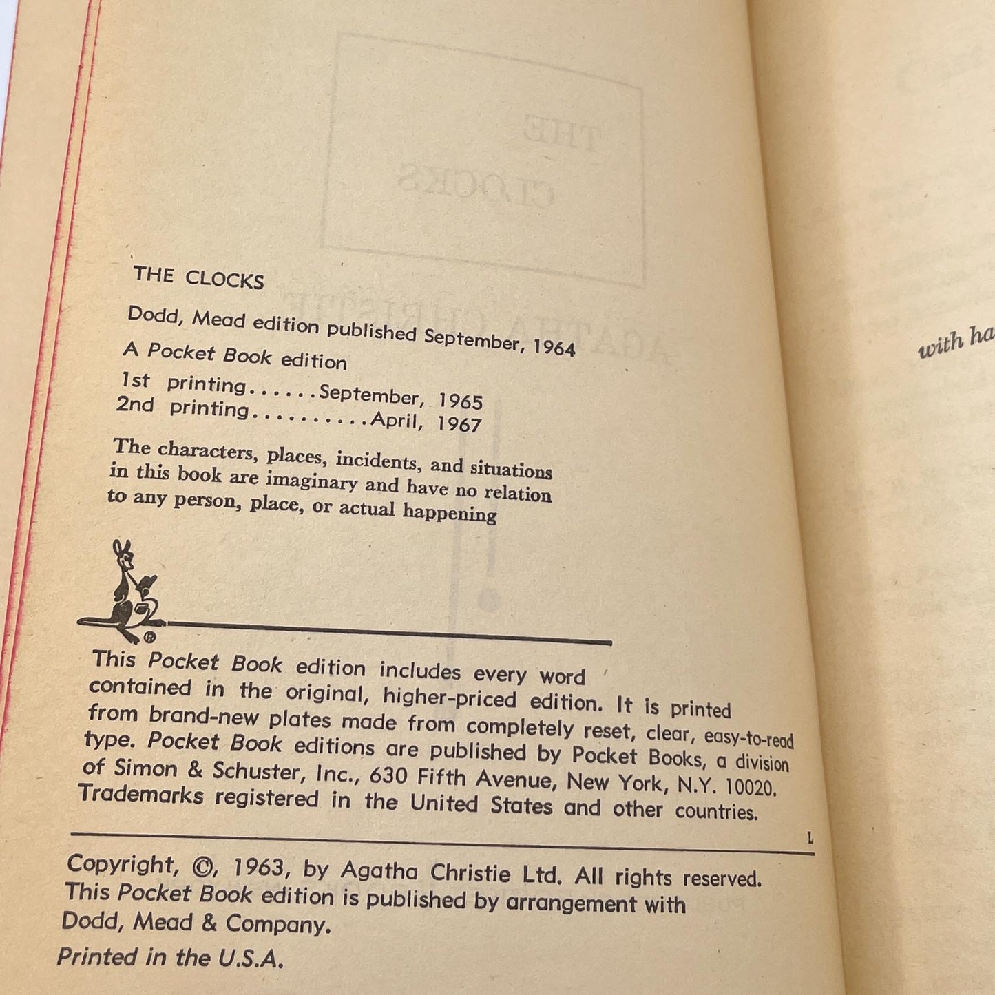 The Clocks by Agatha Christie [FIRST PAPERBACK EDITION] 1967 • Pocket • Poirot #39