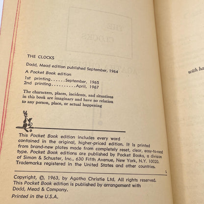 The Clocks by Agatha Christie [FIRST PAPERBACK EDITION] 1967 • Pocket • Poirot #39