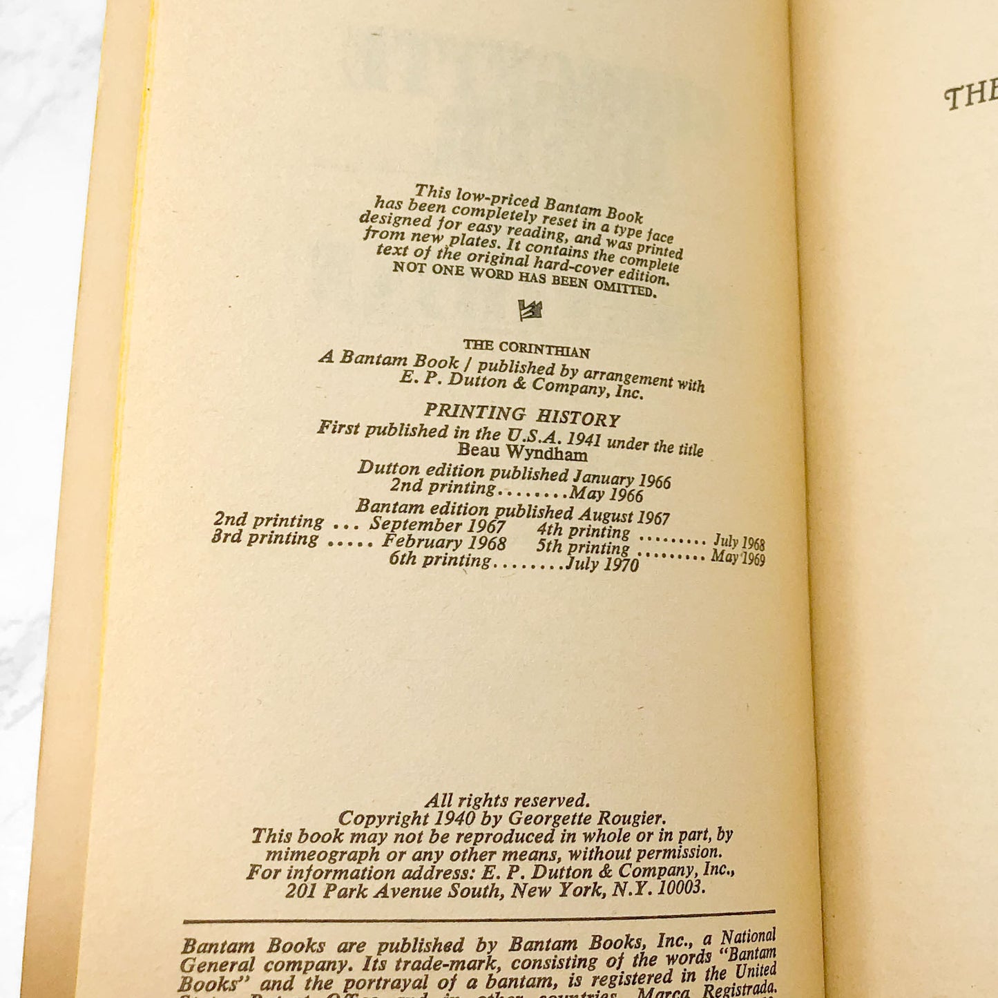 The Corinthian by Georgette Heyer [1970 PAPERBACK] • Bantam Books