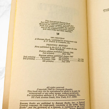 The Corinthian by Georgette Heyer [1970 PAPERBACK] • Bantam Books