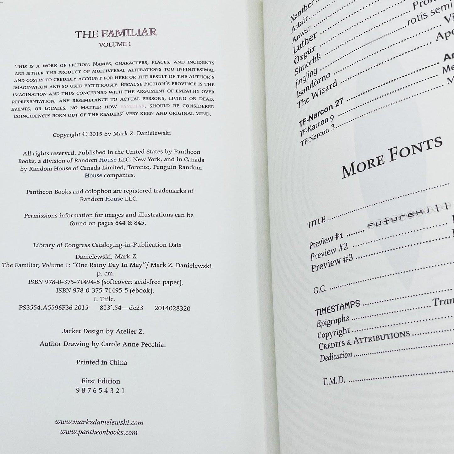 The Familiar #1: One Rainy Day in May by Mark Z. Danielewski [FIRST EDITION • FIRST PRINTING] 2015