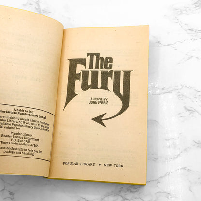 The Fury by John Farris [MOVIE TIE-IN PAPERBACK] 1978 • Popular Library