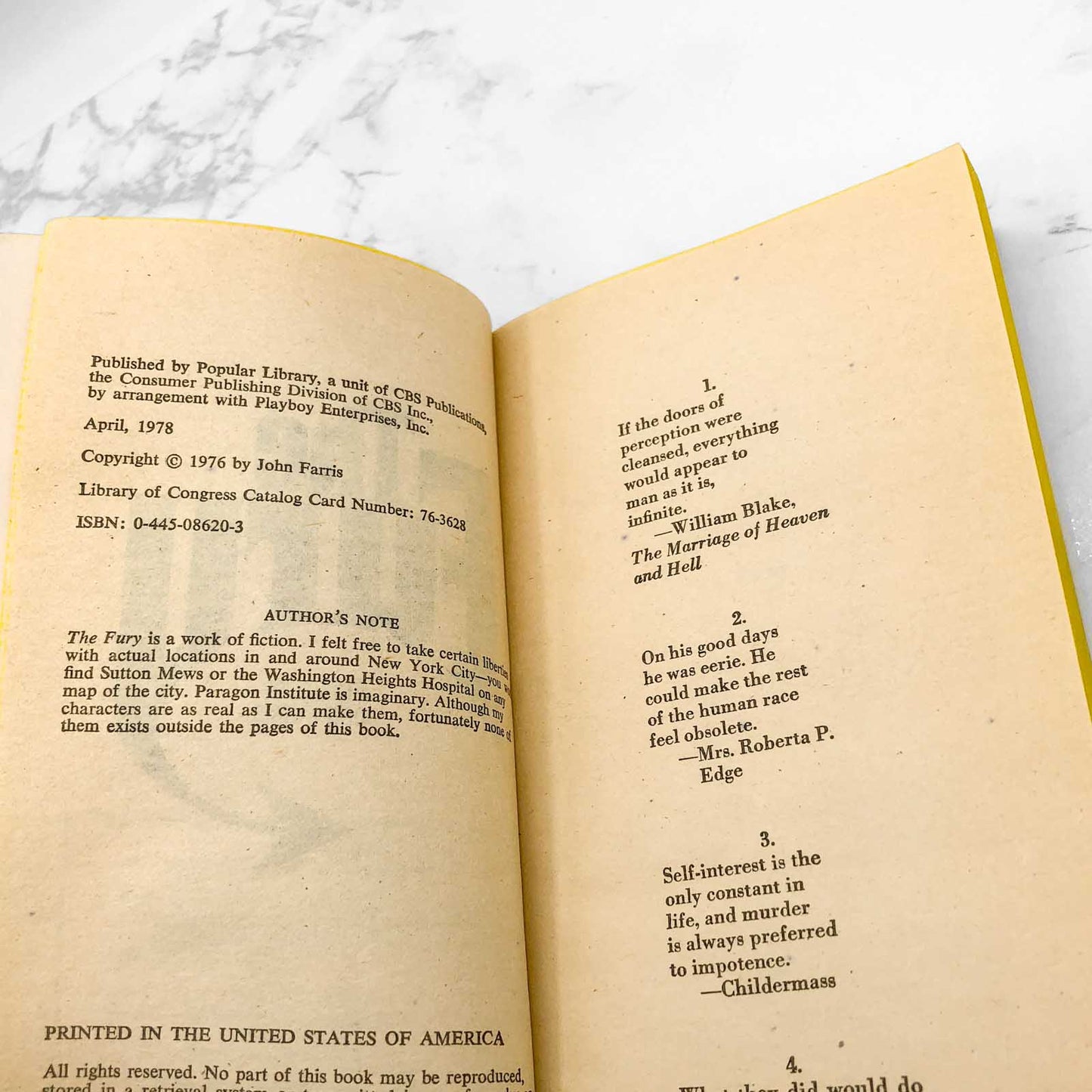 The Fury by John Farris [MOVIE TIE-IN PAPERBACK] 1978 • Popular Library