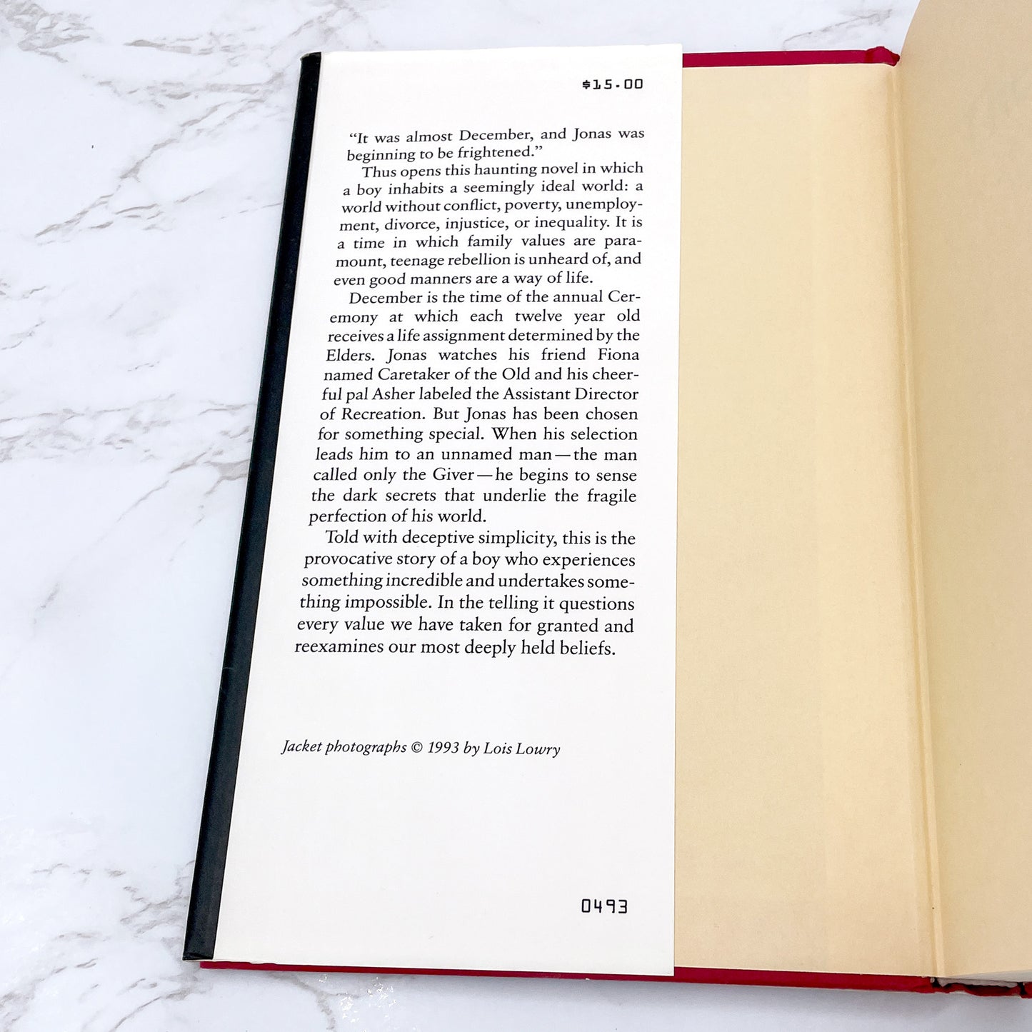 The Giver by Lois Lowry [FIRST EDITION] 1993 • 15th Printing • Houghton Mifflin