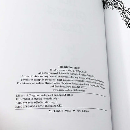 The Giving Tree by Shel Silverstein [FIRST EDITION • 89th PRINTING] • Harper Collins • Mint