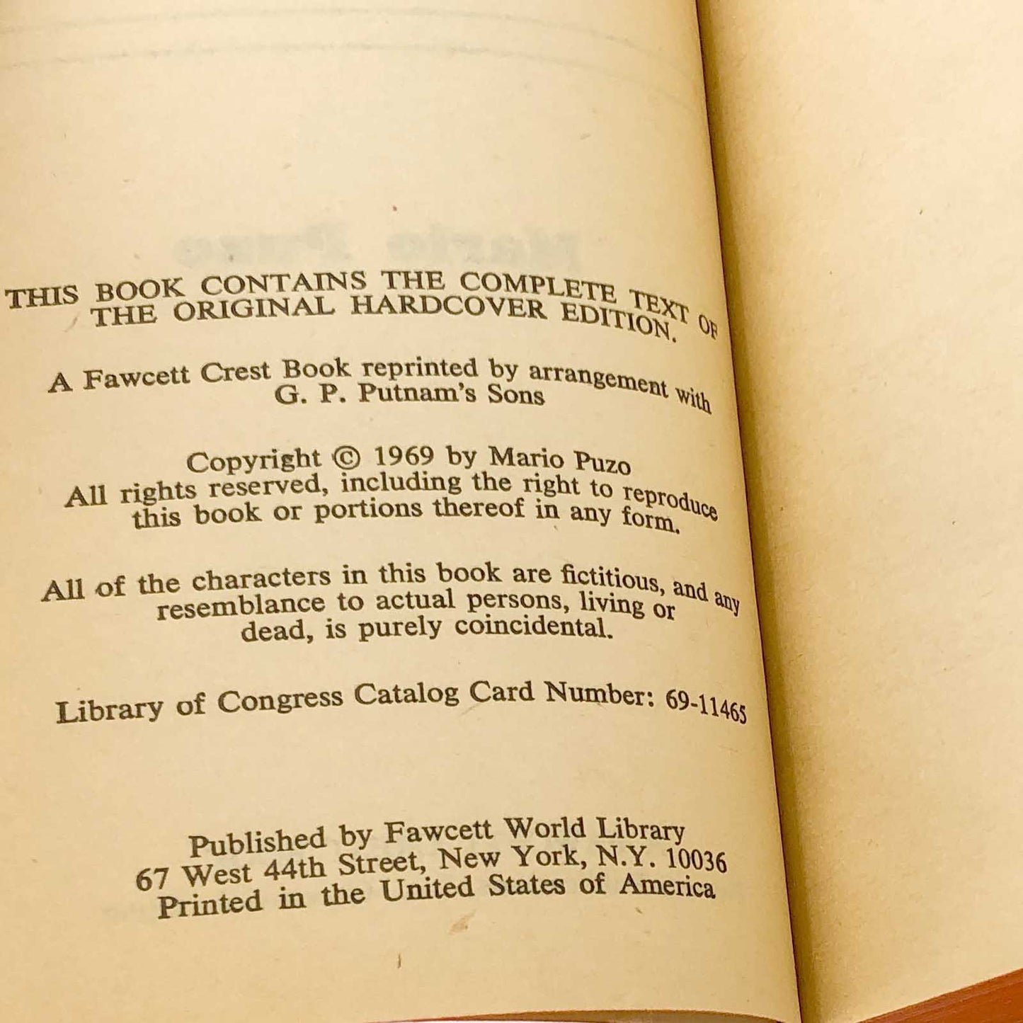 The Godfather by Mario Puzo [FIRST PAPERBACK PRINTING] 1969 • Fawcett Crest