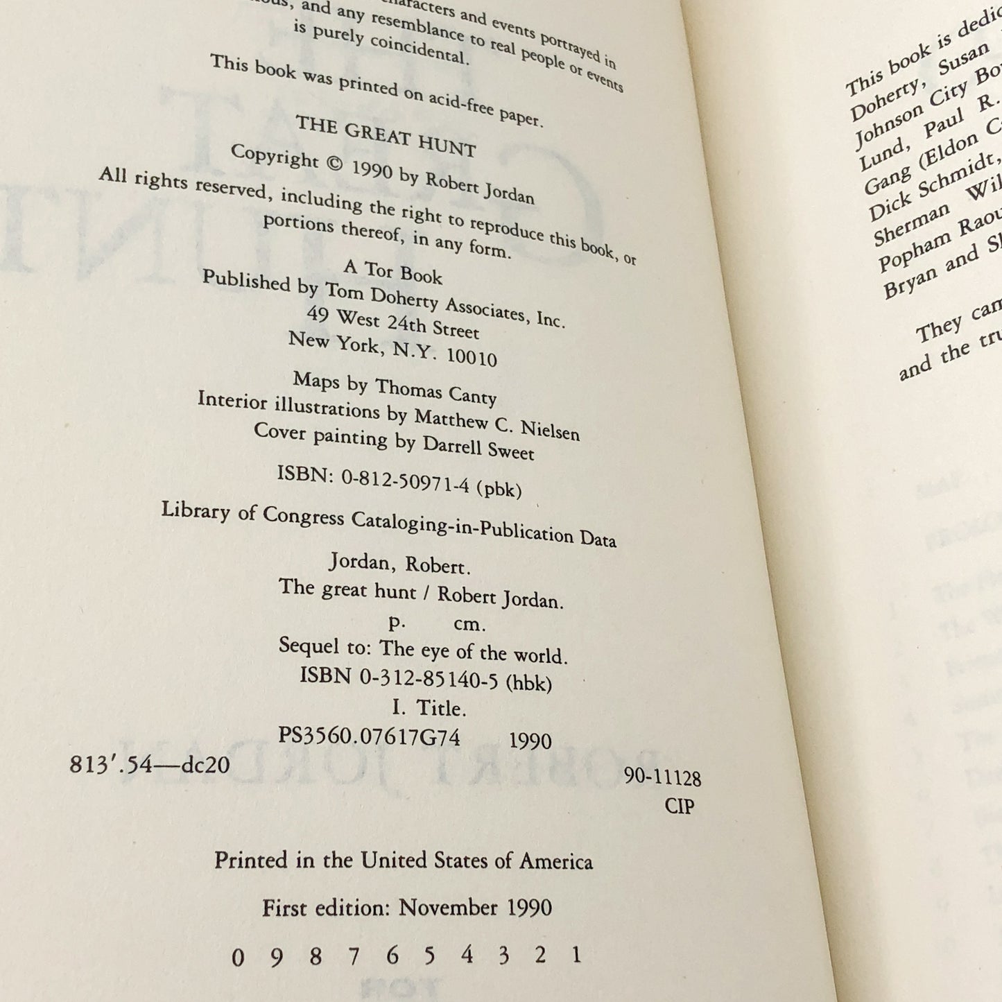 The Great Hunt by Robert Jordan [FIRST EDITION • FIRST PRINTING] 1990 • Wheel of Time #2