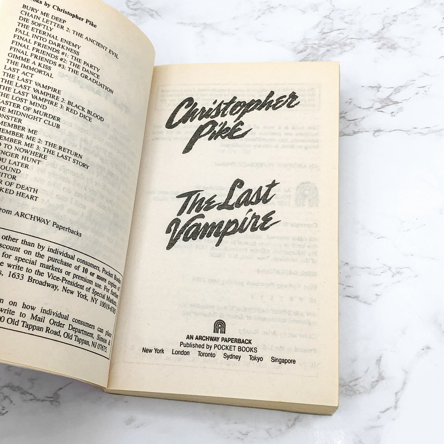 The Last Vampire by Christopher Pike [FIRST EDITION PAPERBACK] 1994 • Pocket