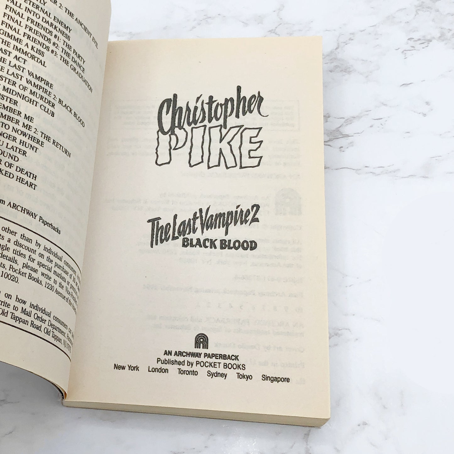 The Last Vampire #2: Black Blood by Christopher Pike [FIRST EDITION PAPERBACK] 1994 • Pocket