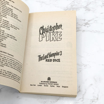 The Last Vampire #3: Red Dice by Christopher Pike [FIRST EDITION PAPERBACK] 1995 • Pocket