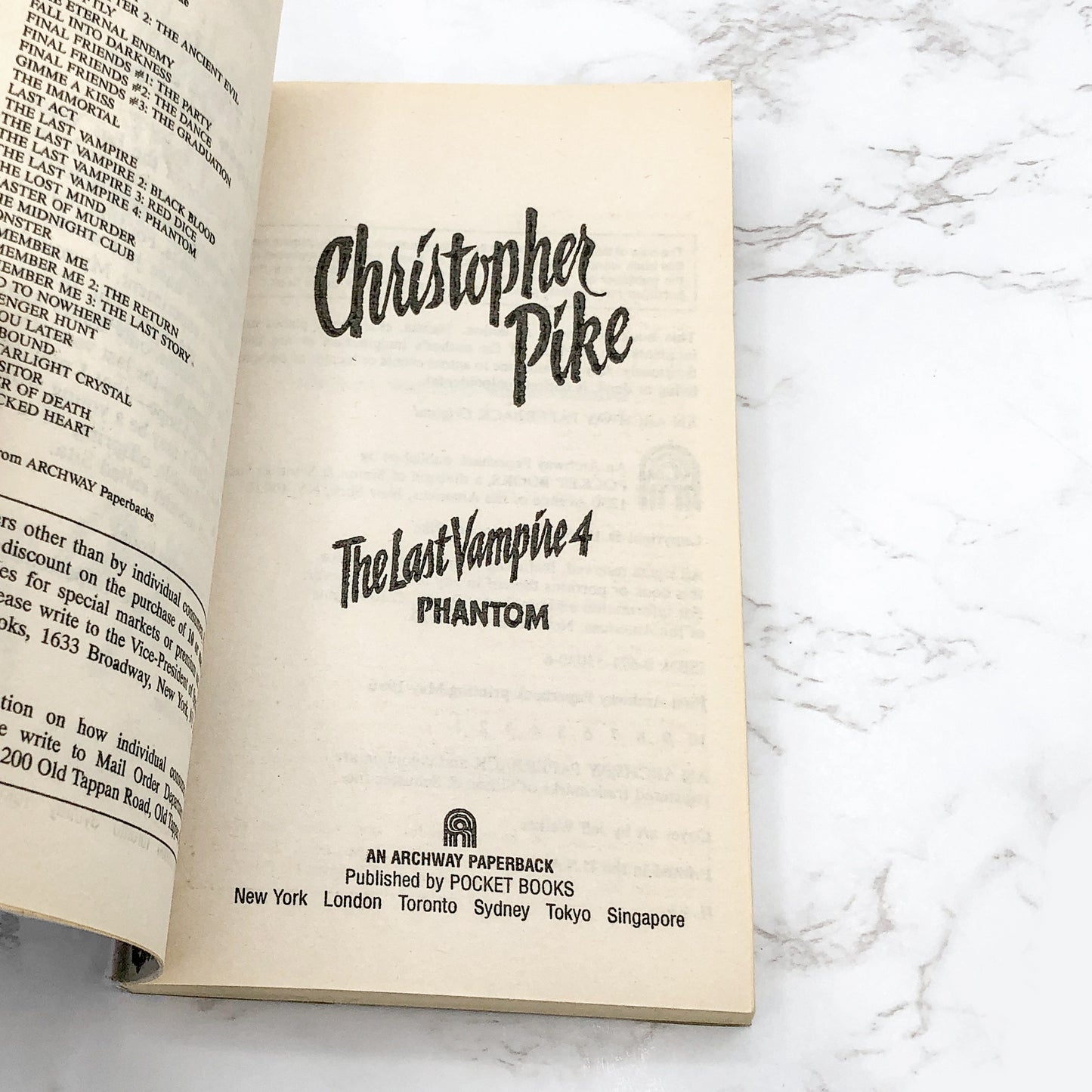 The Last Vampire #4: Phantom by Christopher Pike [FIRST EDITION PAPERBACK] 1996 • Pocket