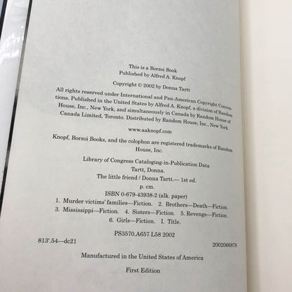 The Little Friend by Donna Tartt [FIRST EDITION • FIRST PRINTING] 2002 • Knopf