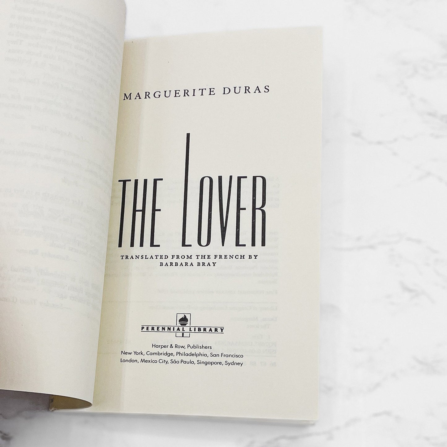 The Lover by Marguerite Duras [FIRST U.S. PAPERBACK EDITION] 1986 • Perennial Library