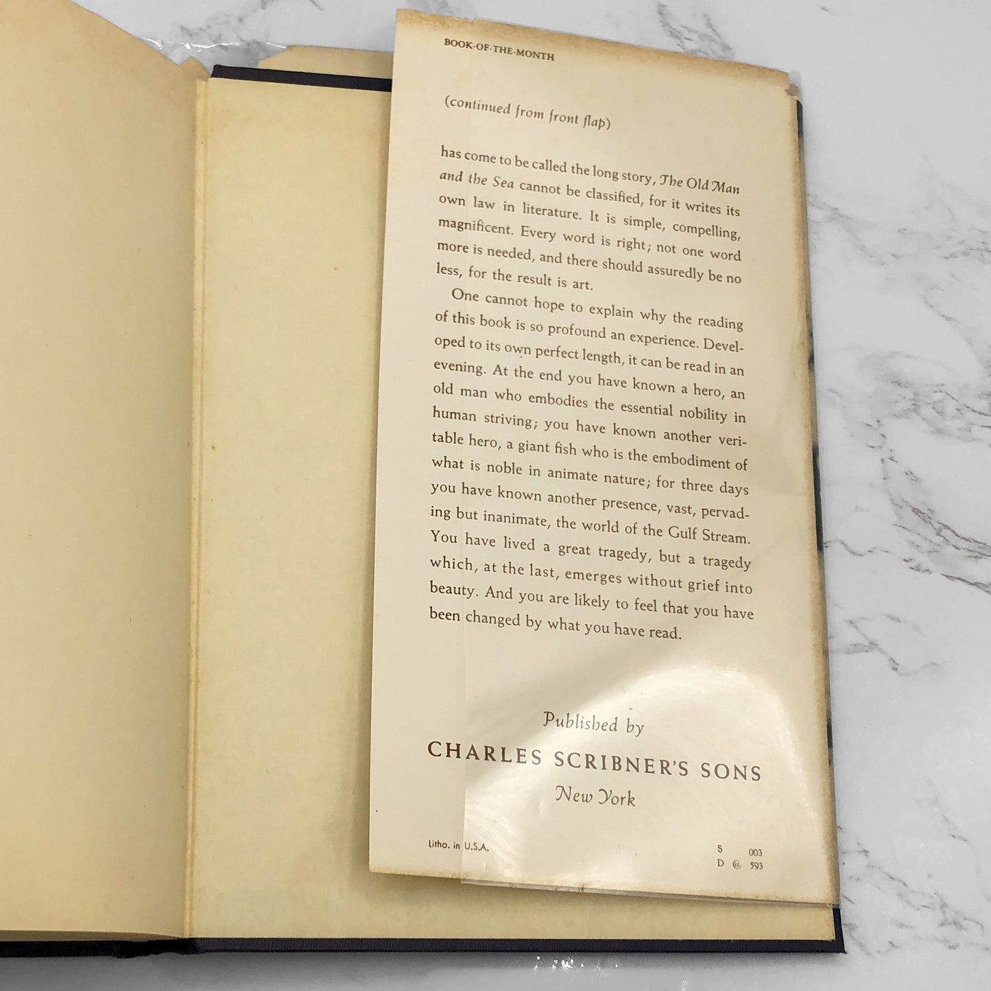 The Old Man and The Sea by Ernest Hemingway [FIRST BOOK CLUB EDITION] 1952 • Charles Scribner's Sons