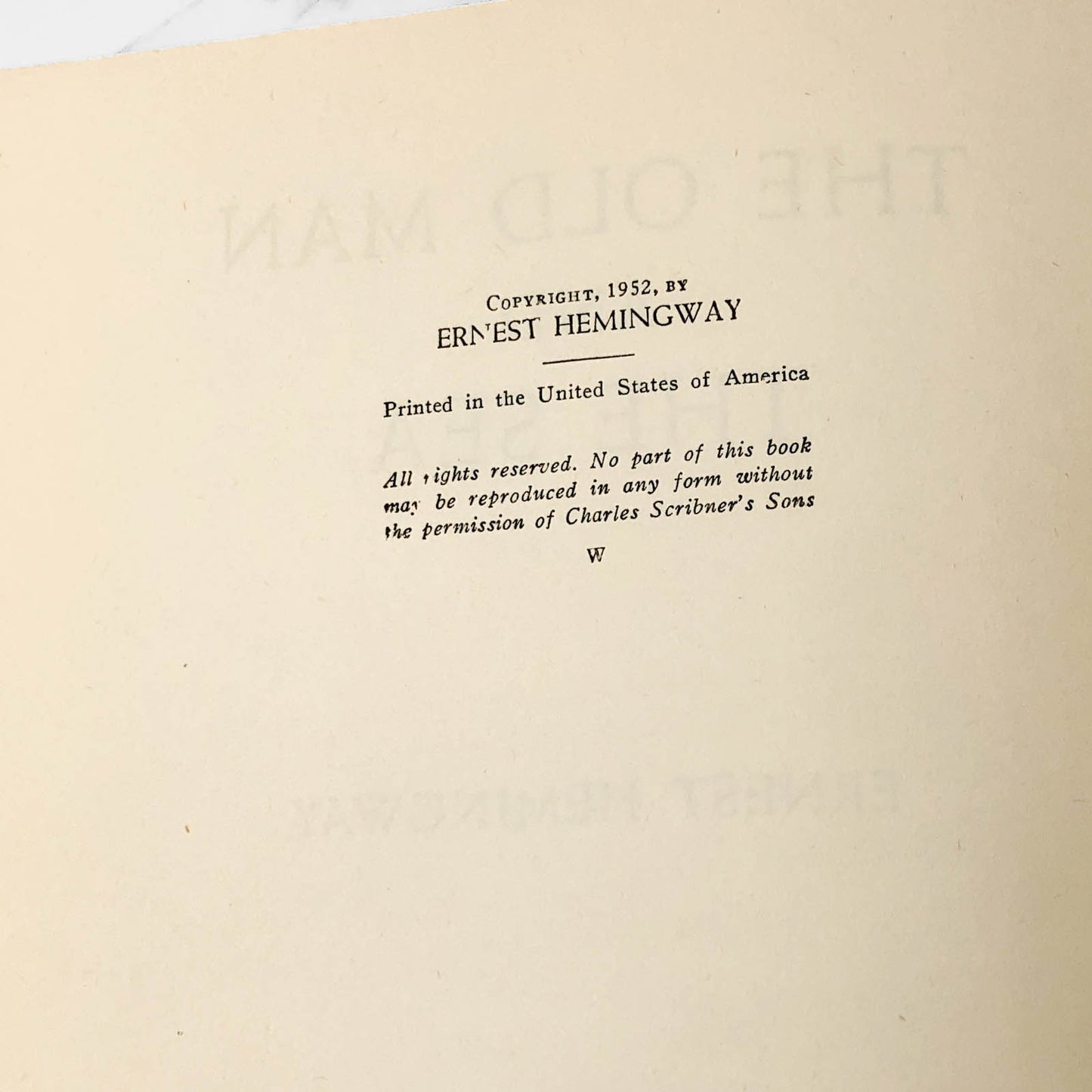 The Old Man and The Sea by Ernest Hemingway [FIRST BOOK CLUB EDITION] 1952 • Charles Scribner's Sons