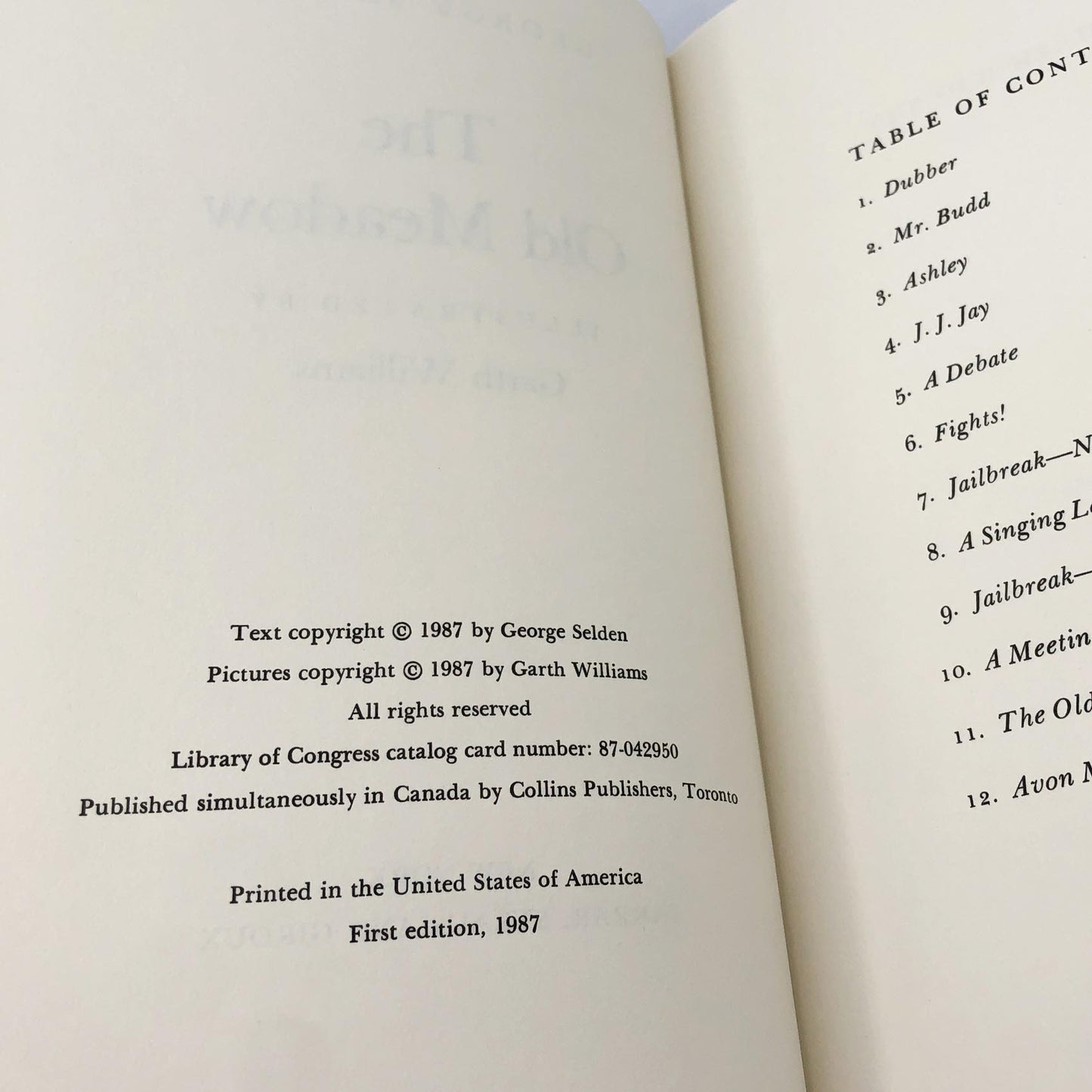 The Old Meadow by George Selden [FIRST EDITION • FIRST PRINTING] 1987 • FSG