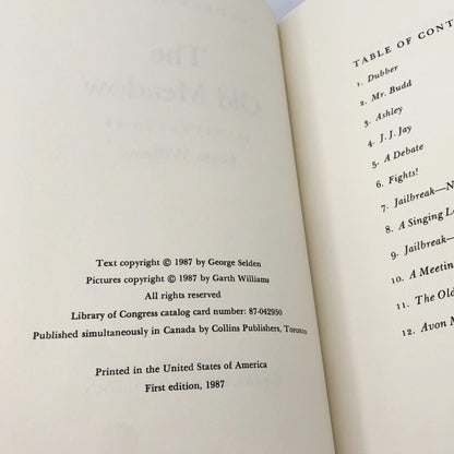 The Old Meadow by George Selden [FIRST EDITION • FIRST PRINTING] 1987 • FSG