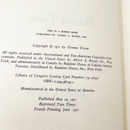 The Other by Thomas Tryon [FIRST EDITION] 1971 • Alfred A. Knopf