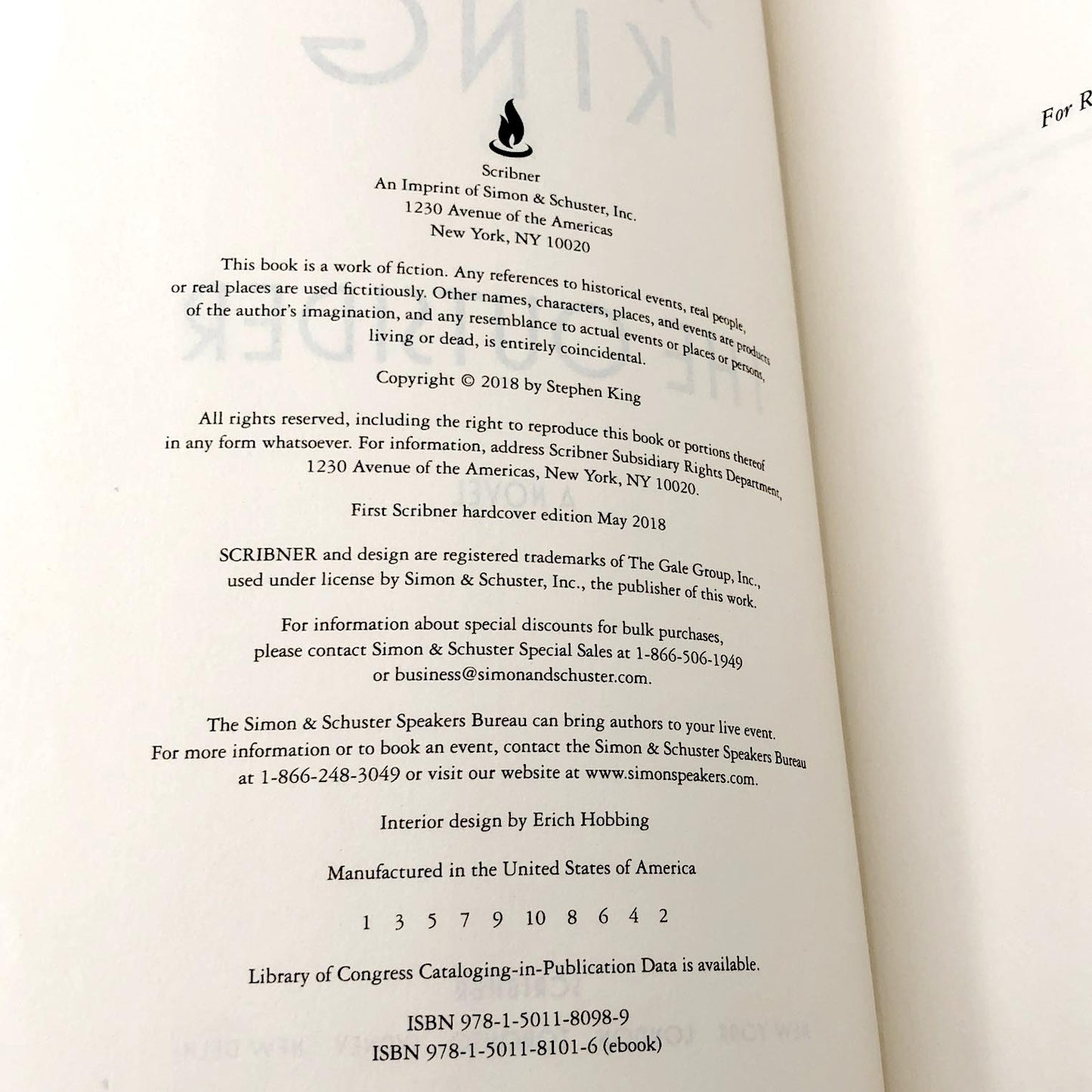 The Outsider by Stephen King [FIRST EDITION • FIRST PRINTING] 2018 • Scribner