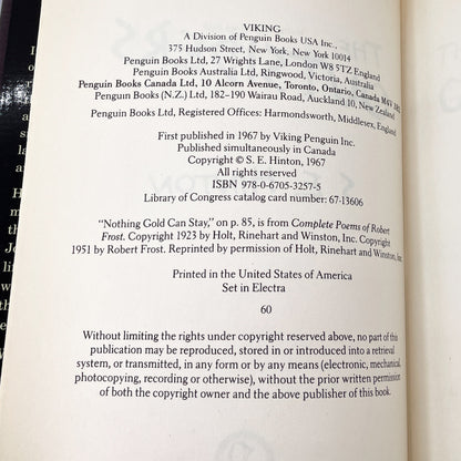 The Outsiders by S.E. Hinton [HARDCOVER RE-PRINT] 1997 • 60th Printing • Viking • Mint!