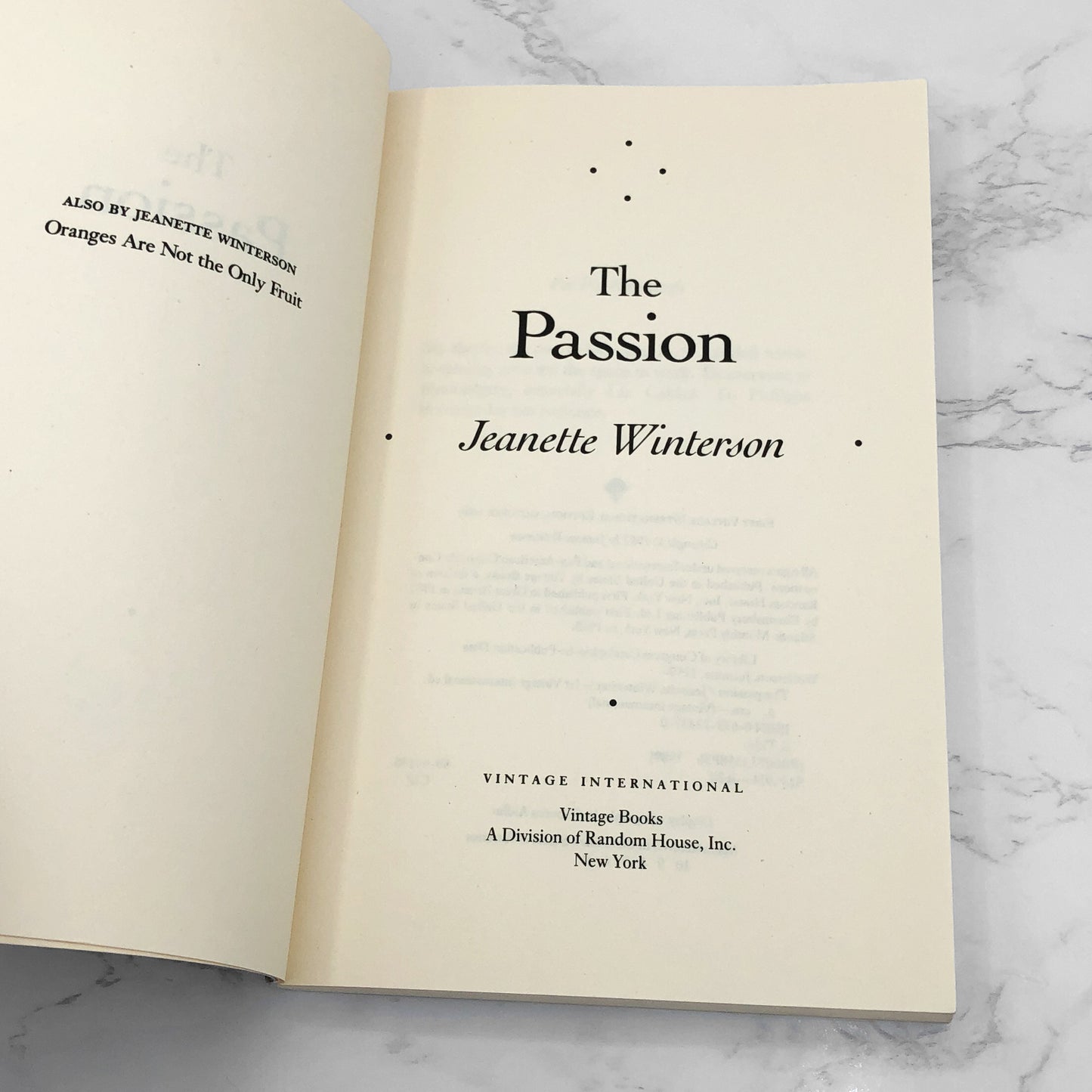 The Passion by Jeanette Winterson [FIRST PAPERBACK EDITION] 1989 • Vintage International
