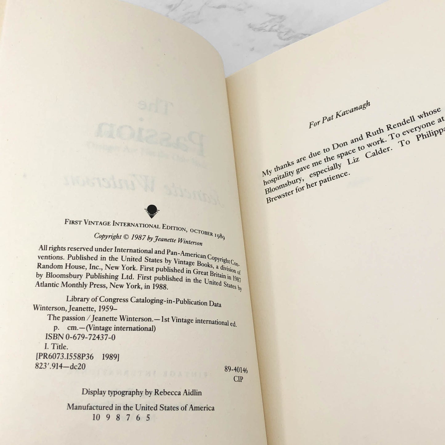 The Passion by Jeanette Winterson [FIRST PAPERBACK EDITION] 1989 • Vintage International
