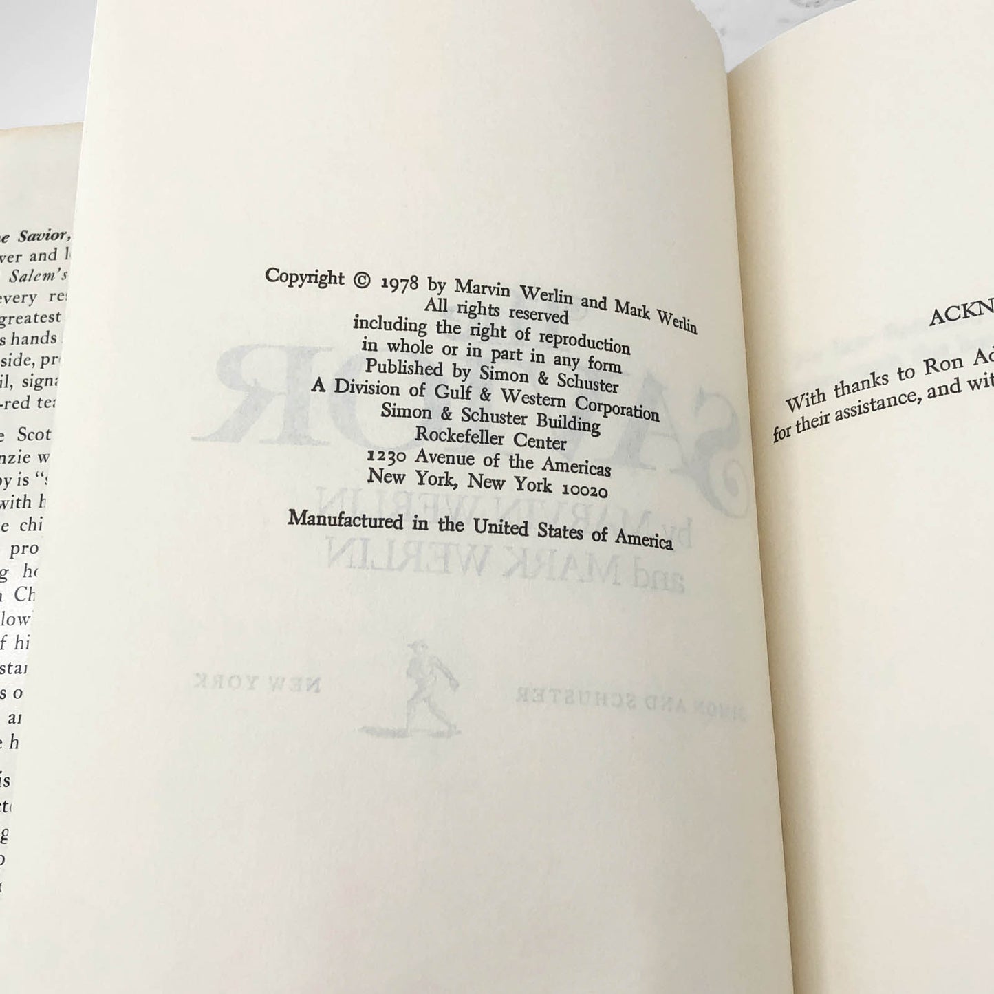 The Savior by Marvin & Mark Werlin [FIRST BOOK CLUB EDITION] 1978 • Simon & Schuster