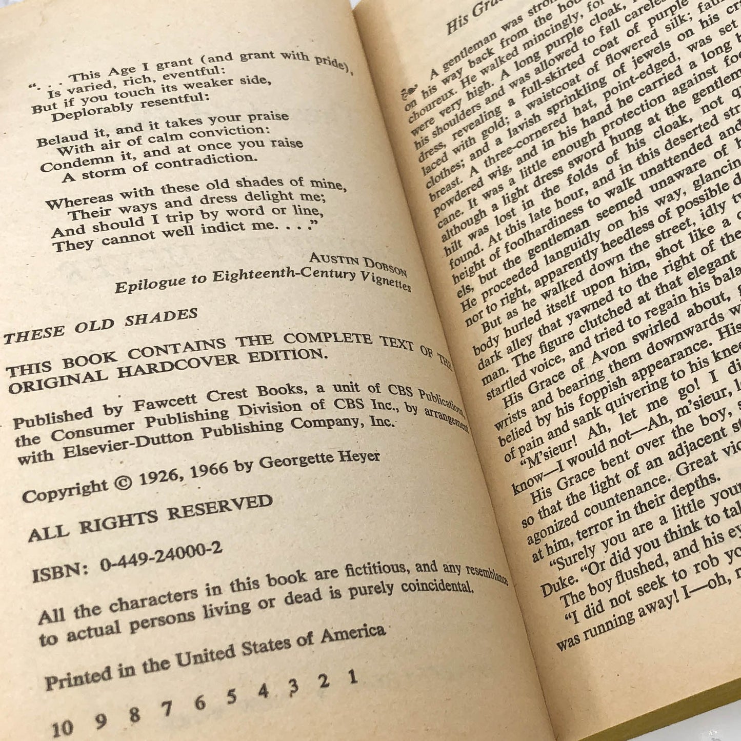 These Old Shades by Georgette Heyer [1980 PAPERBACK] • Fawcett Crest