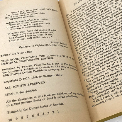 These Old Shades by Georgette Heyer [1980 PAPERBACK] • Fawcett Crest