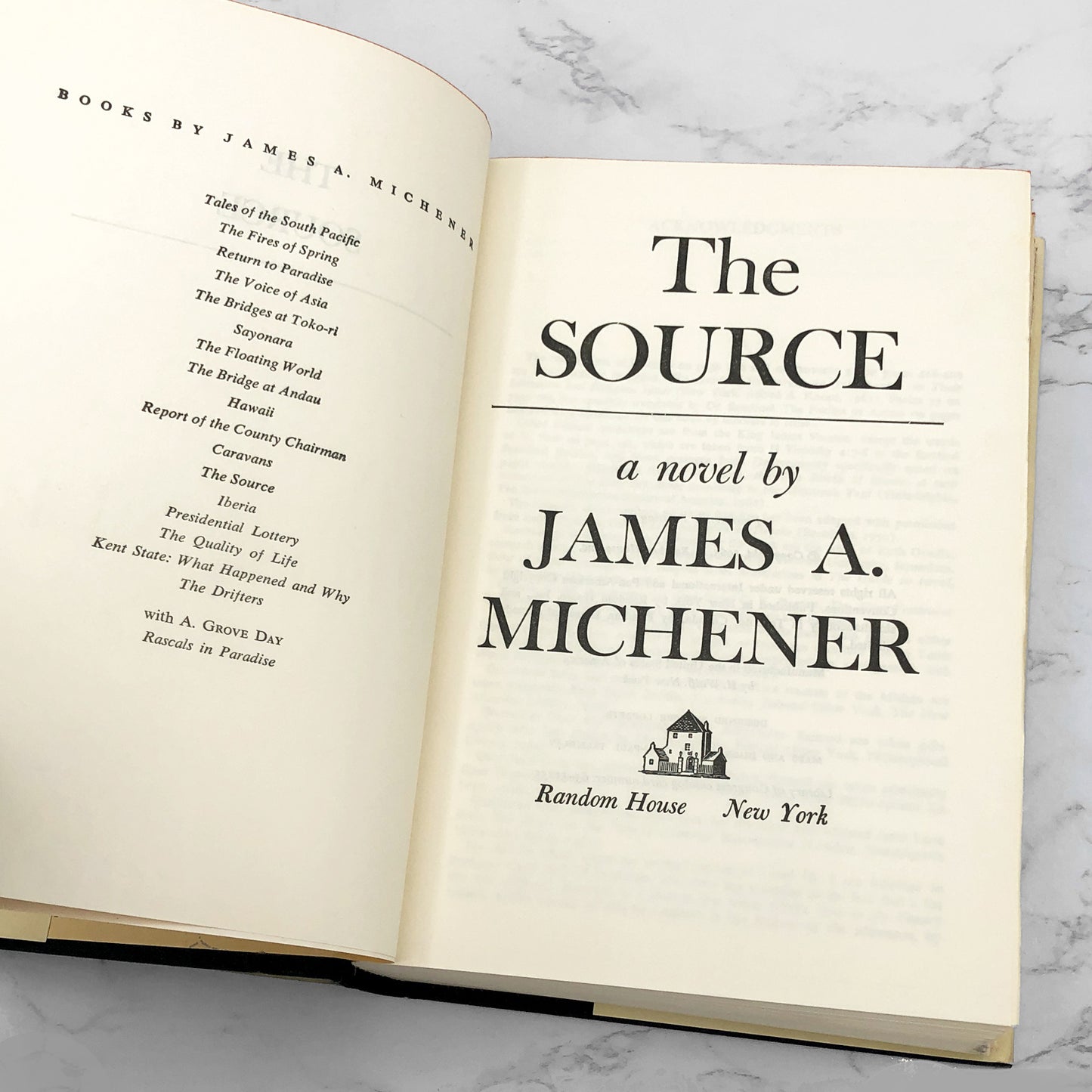 The Source by James A. Michener [FIRST EDITION] 1965 • 14th Printing w. Rare Black & Gold Variant!