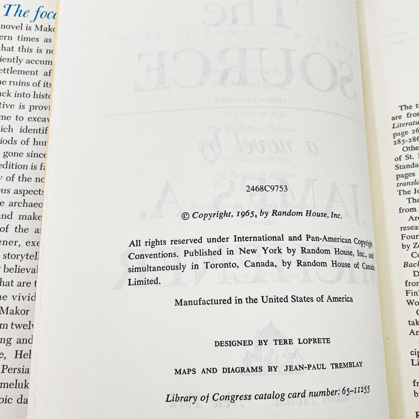 The Source by James A. Michener [FIRST EDITION] 1965 • Later Printing w. Rare Black & Gold Variant
