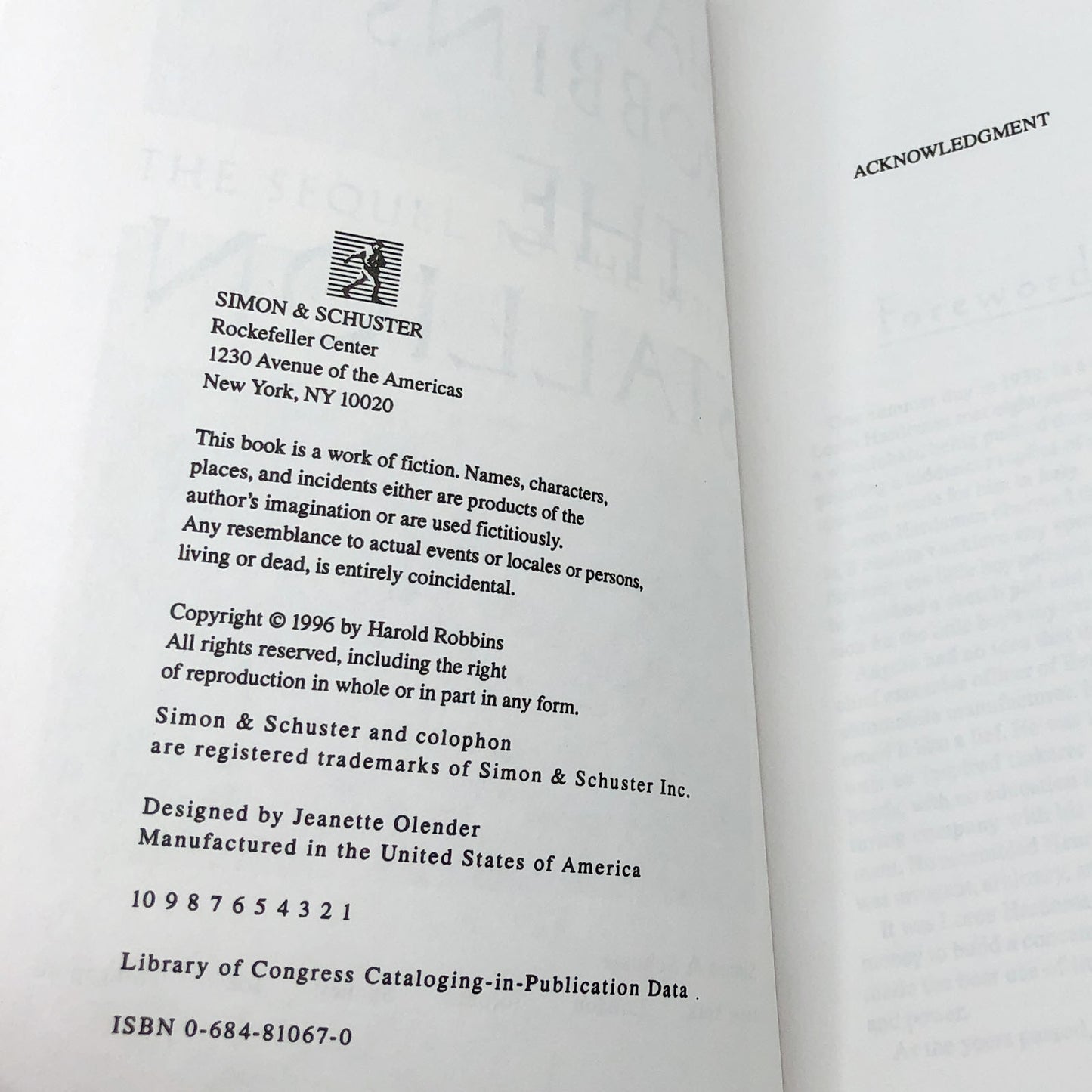 The Stallion by Harold Robbins [ADVANCE UNCORRECTED PROOF] 1996 • Simon & Schuster