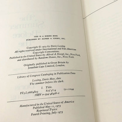 The Summer Before the Dark by Doris Lessing [U.S. FIRST EDITION] 1973 • Knopf