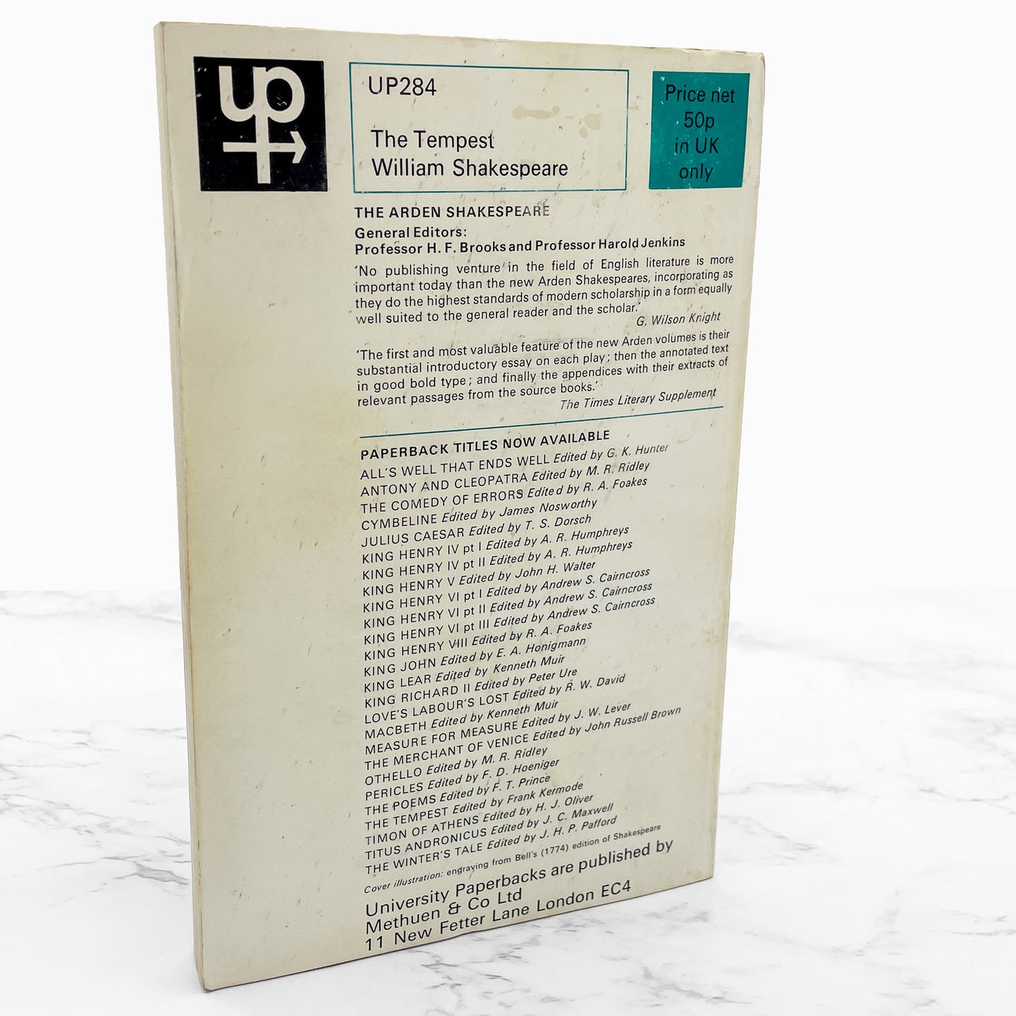 The Tempest by William Shakespeare [U.K. TRADE PAPERBACK] 1972 • Metheun & Co. • The Arden Shakespeare