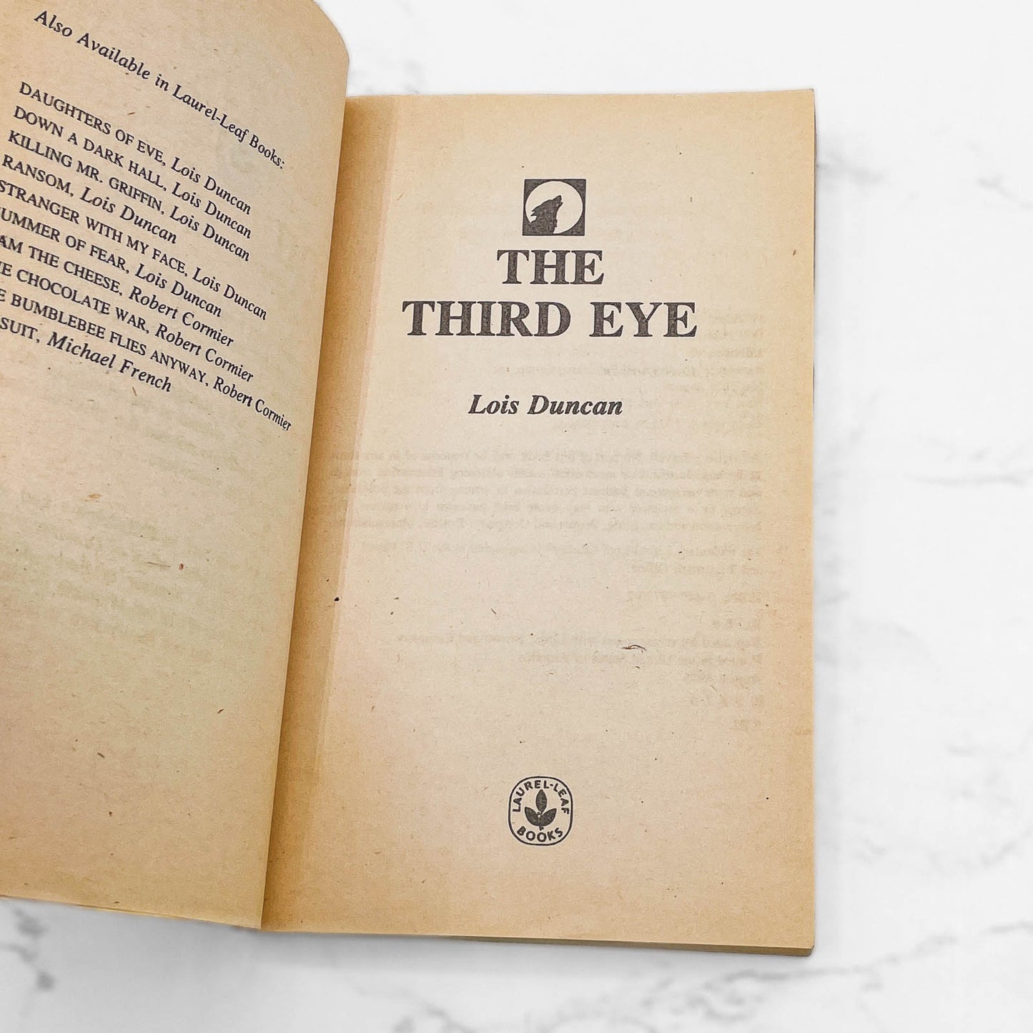 The Third Eye by Lois Duncan [FIRST PAPERBACK EDITION] 1985 • Laurel-Leaf