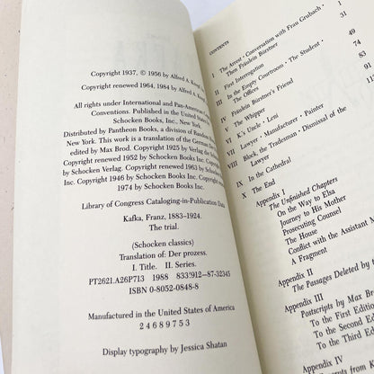 The Trial by Franz Kafka [DEFINITIVE EDITION PAPERBACK] 1988 • Schocken Books