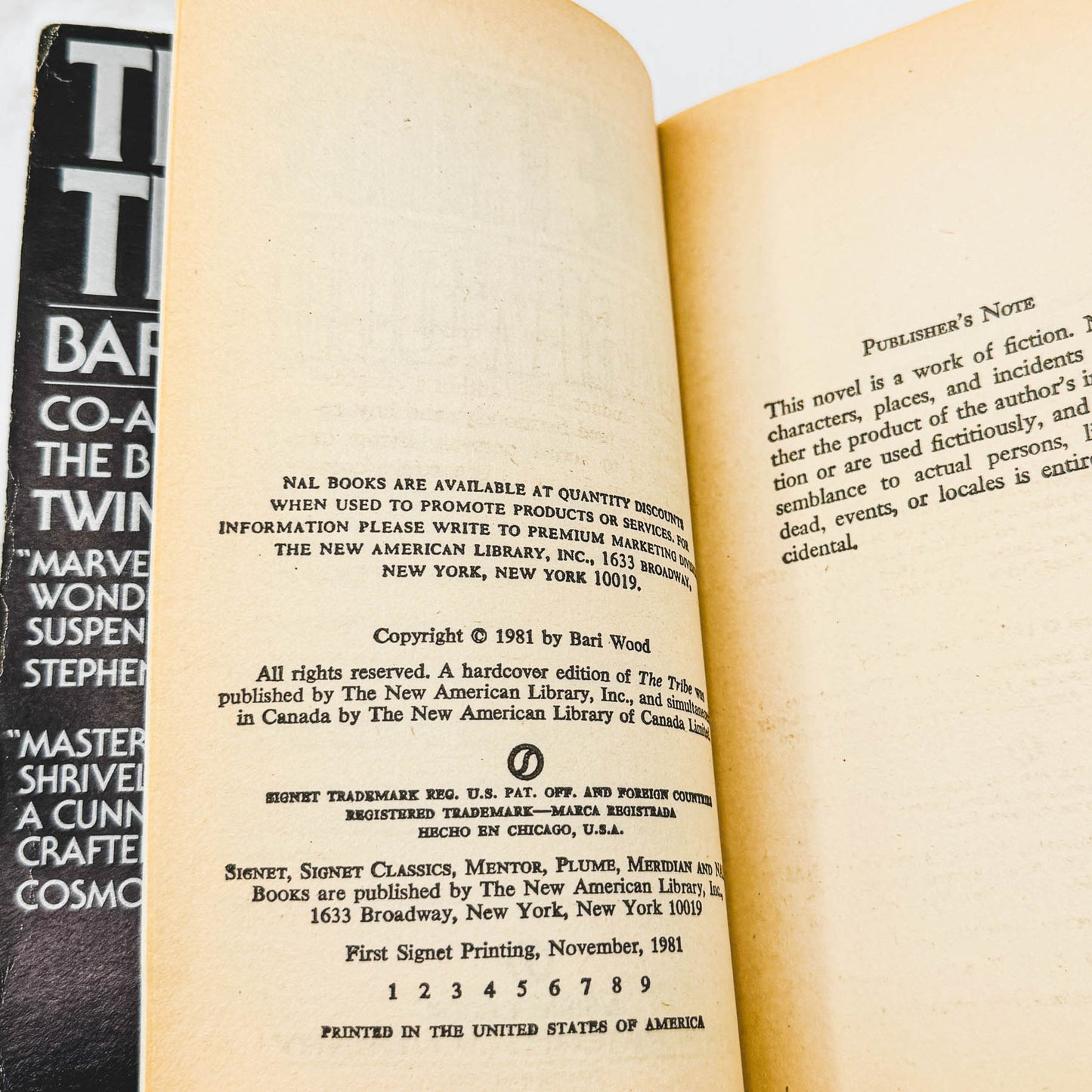 The Tribe by Bari Wood [FIRST PAPERBACK PRINTING] 1981 • Signet