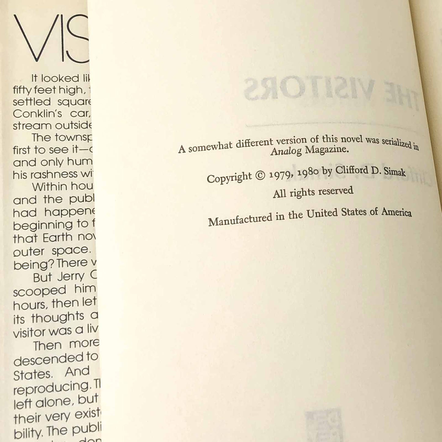 The Visitors by Clifford D. Simak [1980 HARDCOVER] • Del-Rey