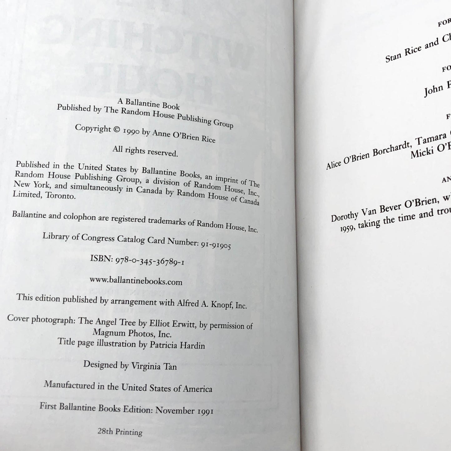 The Witching Hour by Anne Rice [FIRST PAPERBACK EDITION] 1991 • Ballantine • Mayfair Witches #1