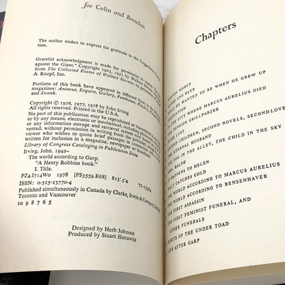 The World According to Garp by John Irving [FIRST EDITION] 1978 • Dutton