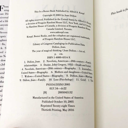 The Year of Magical Thinking by Joan Didion [FIRST EDITION] • Knopf