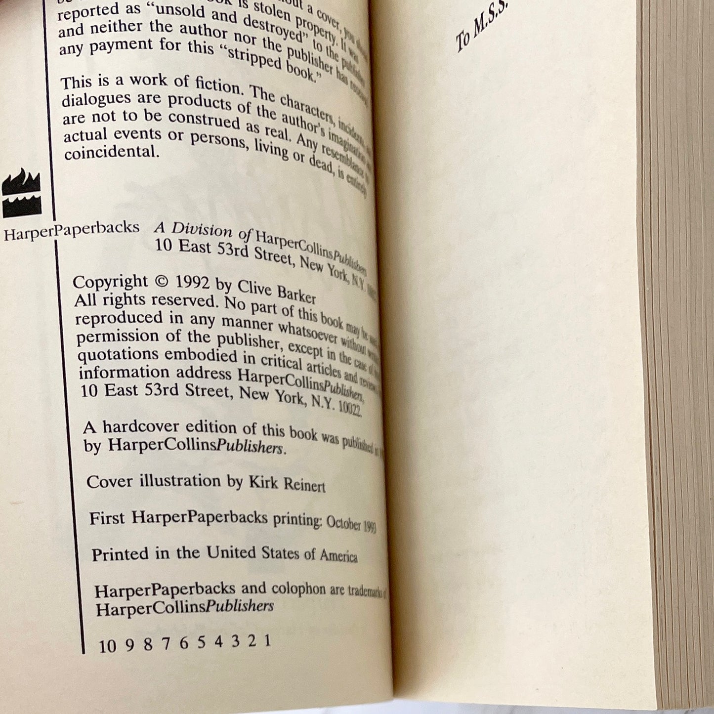 The Thief of Always by Clive Barker [FIRST PAPERBACK PRINTING] 1993 • Harper