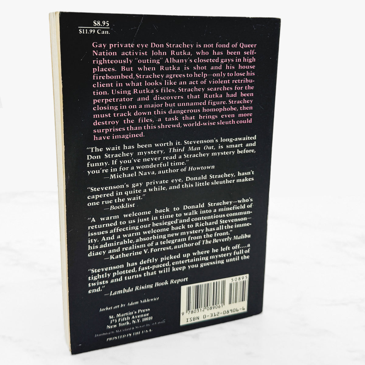 Third Man Out by Richard Stevenson [FIRST PAPERBACK PRINTING] 1993 • Stonewall Inn Mysteries