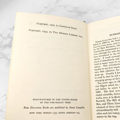 Three Lives by Gertrude Stein [ANTIQUE HARDCOVER] 1933 • New Directions